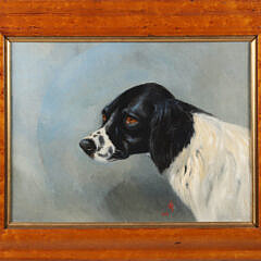 Oil on Canvas Portrait of a Spaniel Initialed and Dated 1903