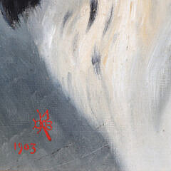 Oil on Canvas “Portrait of a Spaniel” Initialed and Dated 1903
