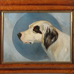 Oil on Canvas Portrait of a Dog Initialed and Dated 1904