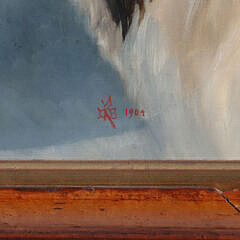 Oil on Canvas “Portrait of a Dog” Initialed and Dated 1904