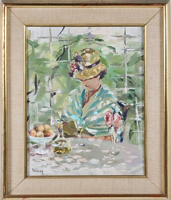 Andrew Shunney (American 1916-1978) Oil on Canvas Portrait of a Young Lady Circa 1960