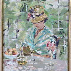 Andrew Shunney Oil on Canvas “Portrait of a Young Lady,” circa 1960