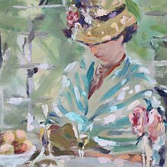 Andrew Shunney Oil on Canvas “Portrait of a Young Lady,” circa 1960