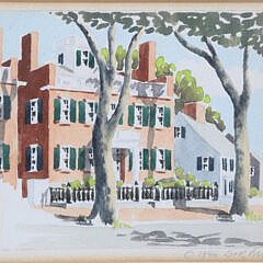 Doris and Richard Beers (1898-1967 & 1893-1959) Watercolor on Paper "East Brick"