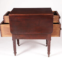 Antique Mahogany Four Drawer Drop Leaf Work Stand
