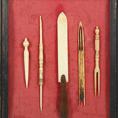 Framed Shadowbox of 19th Century Bone Implements
