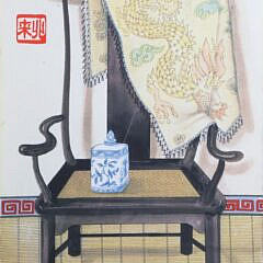 Set of Six Michel Lablois Limited Edition Lithographs “Asian Chair Series”