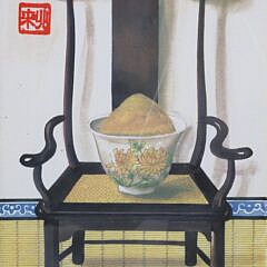 Set of Six Michel Lablois Limited Edition Lithographs “Asian Chair Series”