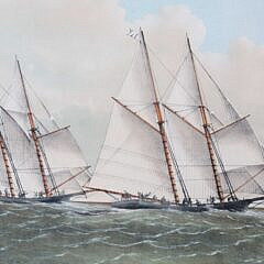 Currier & Ives Print “The Great Ocean Yacht Race, Between the Henrietta, Fleetwing & Vesta”, circa 1866