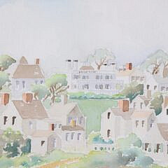 Doris Riker Beer Nantucket Watercolor “View of Town”