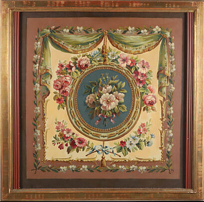 Oil on Wood Panel "Aubusson Design"