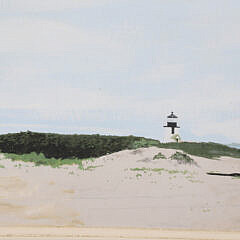 John Austin Tempera on Artist Board “Brant Point Light, Nantucket”