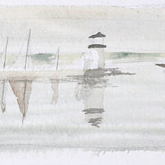 A.E. Folger Miniature Watercolor "Brant Point"