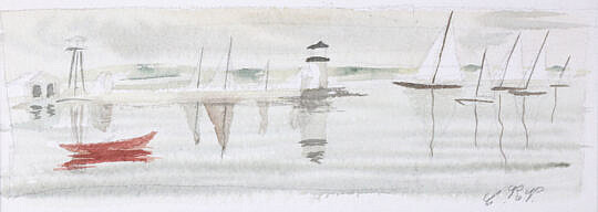 A.E. Folger Miniature Watercolor "Brant Point"
