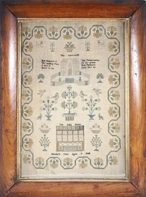Elizabeth Oaks Aged 8 1848 School Girl Sampler