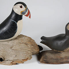 10-5467 Two R. Monk Puffin Wood Sculpture A_IMG_0247