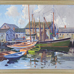 Charles Gordon Harris Oil on Board Nantucket Harbor