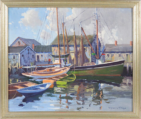 Charles Gordon Harris Oil on Board Nantucket Harbor