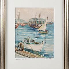 Anne H. Mellin Watercolor on Paper “Nantucket Harbor Scene”