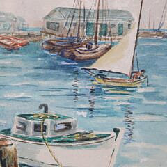 Anne H. Mellin Watercolor on Paper “Nantucket Harbor Scene”