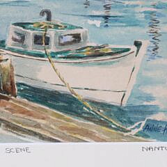Anne H. Mellin Watercolor on Paper “Nantucket Harbor Scene”