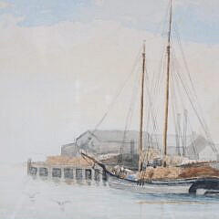 Watercolor on Paper “Schooner at Nantucket Dock”
