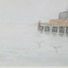 Watercolor on Paper “Schooner at Nantucket Dock”