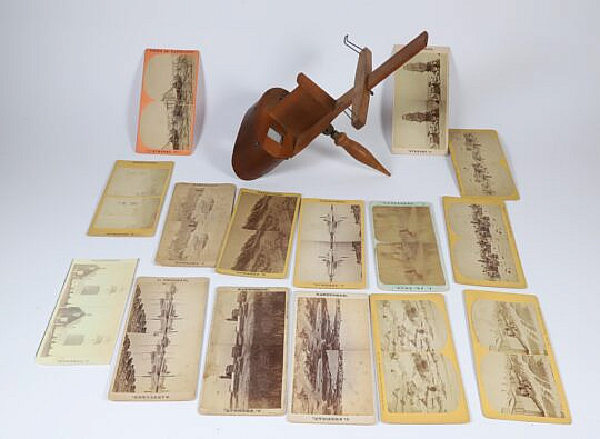 Collection of Fourteen Nantucket Stereocards with Cherry Hand Viewer