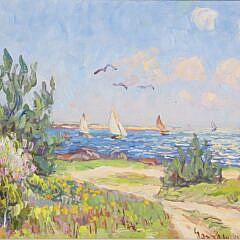 Jan Pawlowski Oil on Canvas “Sailing in Polpis Harbor”