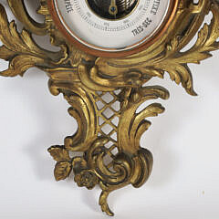 Antique French Napoleon III Style Bronze Wall Barometer