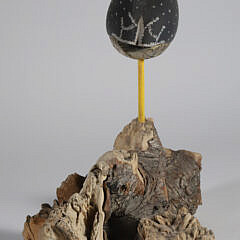 Vintage Carved and Painted Yellow Leg Shorebird Decoy on Driftwood Base