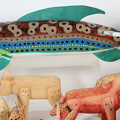 Collection of Thirty-Four Carved Wood Folk Art Animals by Kentucky Artist Jim Lewis