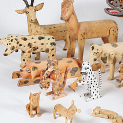 Collection of Thirty-Four Carved Wood Folk Art Animals by Kentucky Artist Jim Lewis