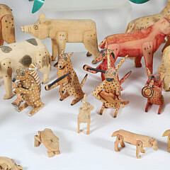 Collection of Thirty-Four Carved Wood Folk Art Animals by Kentucky Artist Jim Lewis