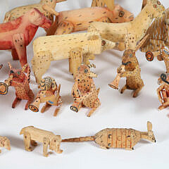 Collection of Thirty-Four Carved Wood Folk Art Animals by Kentucky Artist Jim Lewis