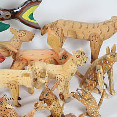 Collection of Thirty-Four Carved Wood Folk Art Animals by Kentucky Artist Jim Lewis