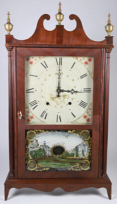 American Pillar and Scroll Mantel Clock