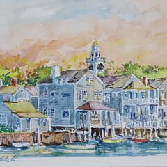 William Welch Miniature Watercolor on Paper “Old North Wharf”
