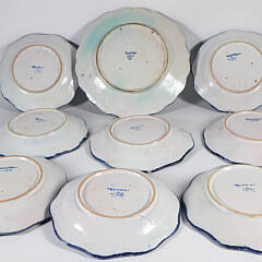 Vintage Portuguese Talavera Faience Blue Decorated Pottery Bowls and Platter