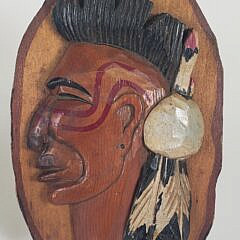 Two Antique and Vintage Carved and Painted Native American Bust Plaques