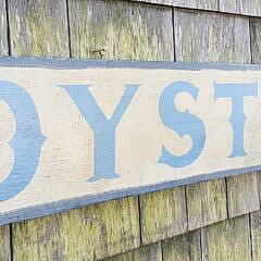 Antique Style Hand Painted Wood Oysters Trade Sign