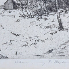 Chauncey F. Ryder Etching “Old Farmyard”