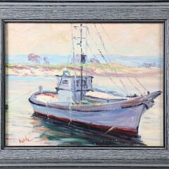 41-5490 T. Cole Oil on Canvas Fishing Vessel A IMG_0077 2
