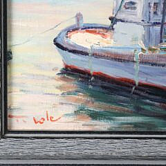 T. Cole Oil on Canvas “Fishing Vessel”