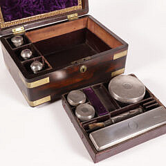 English Lady’s Brass Bound Dressing Box, 19th Century
