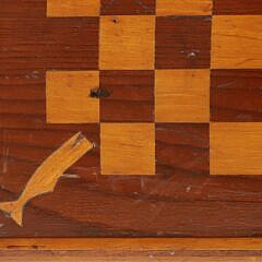 Vintage Wood Gameboard with Inlaid Sperm Whale Corners