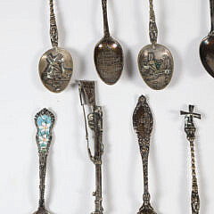 Collection of Sixteen Sterling and Silver Plated Souvenir Spoons