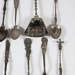 Collection of Sixteen Sterling and Silver Plated Souvenir Spoons