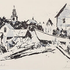 Philip Hicken Pen and Marker on Paper “Town Clock, Nantucket”