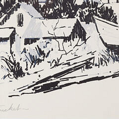 Philip Hicken Pen and Marker on Paper “Town Clock, Nantucket”